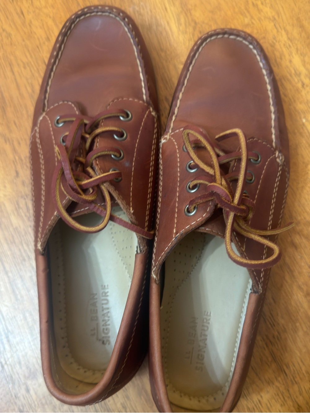 L.L. Bean Men's Leather Boat Shoes in Chestnut Brown